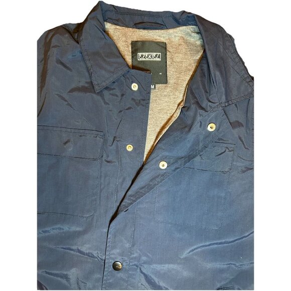 Ezekiel Marley Button Snap Shirt Jacket Men's Size Medium Navy Blue Windbreaker - Picture 6 of 7